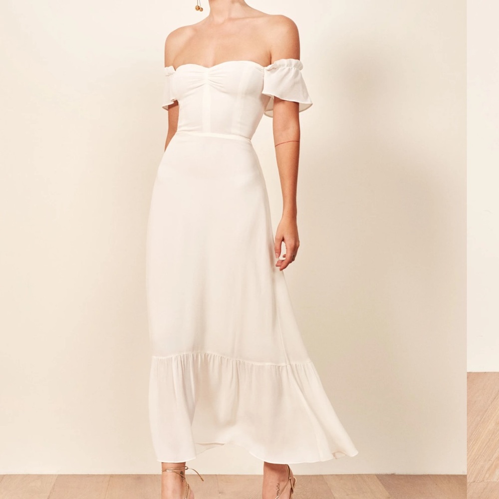 Reformation butterfly dress-ivory-size 6
